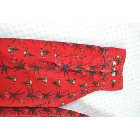Cabela's Men's XL Vintage Red Flannel Flying Geese Heavyweight Button Up Shirt - Picture 5 of 11